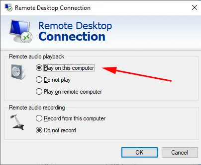 Windows Server remote desktop connection включить звук