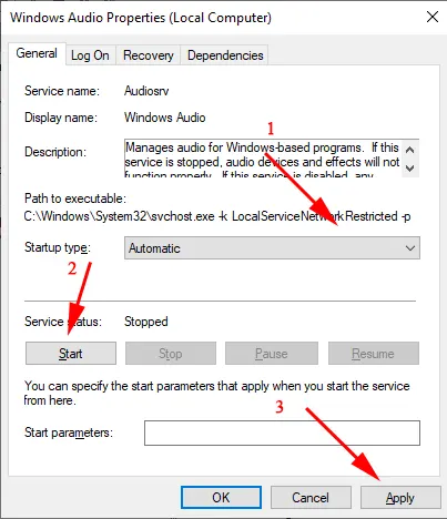 Windows Server настройка параметров службы Windows Audio 