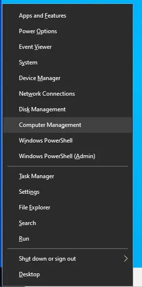 Open Computer Management via win+x