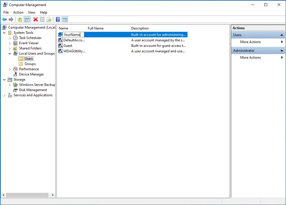 Change username windows server 2022 2019 - new user name